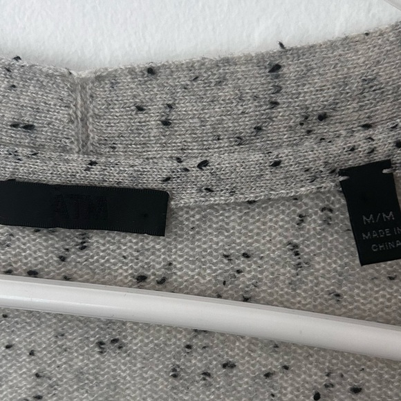 ATM 100% Cashmere Cardigan Gray Speckled / Marled Size Medium - Picture 8 of 11